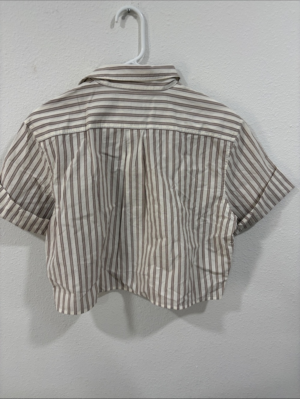 Buck Mason Women’s Stripe Mainstay S/S Crop Top Natural Brown Reef Shirt NWT - Picture 5 of 7